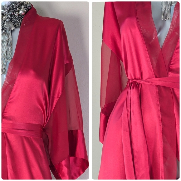 Victoria's Secret Gold Label Collection Cranberry Kimono Wrap Loungewear Robe - Picture 6 of 12